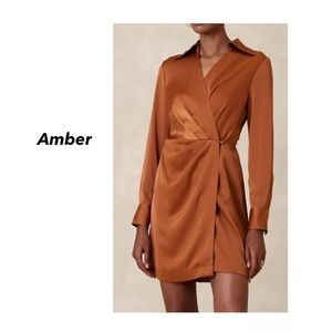 BANANA REPUBLIC SATIN WRAP MINI DRESS